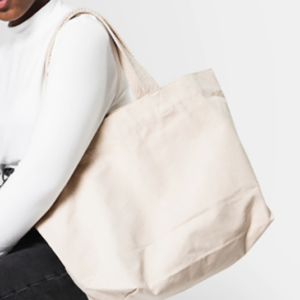 Woman white tote bag